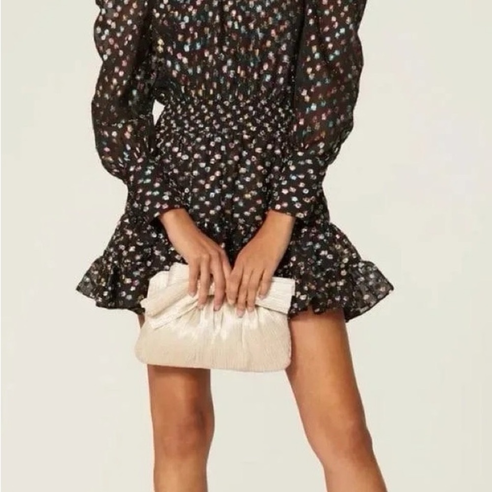 Misa Los Angeles Black Long-Sleeve Floral Mini Dress